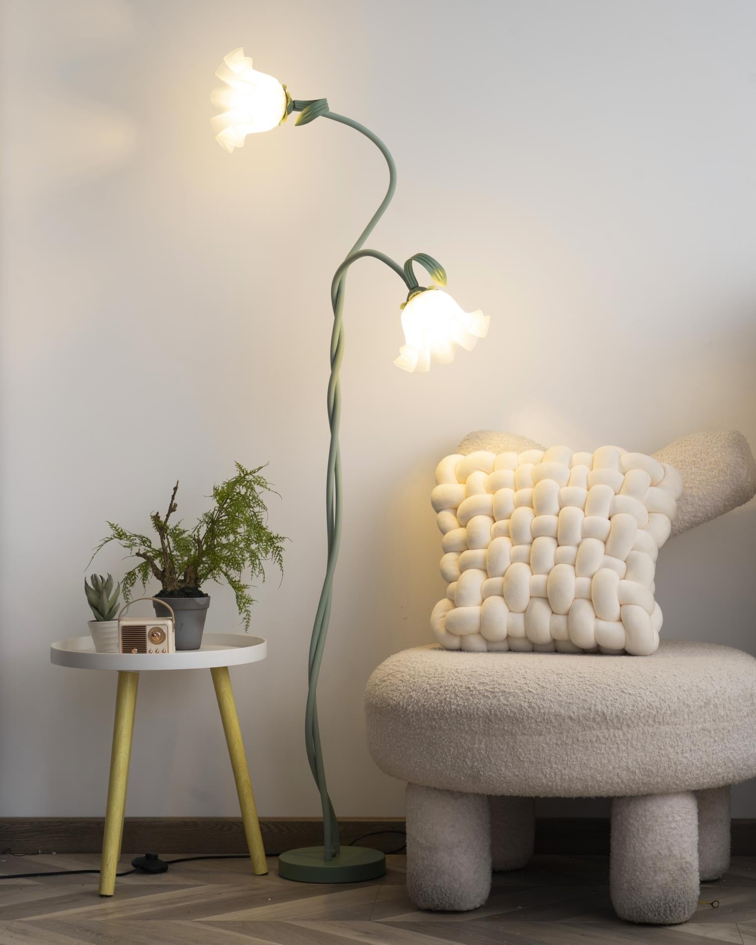 Botanical Elegance Floor Lamp in Matte Green
