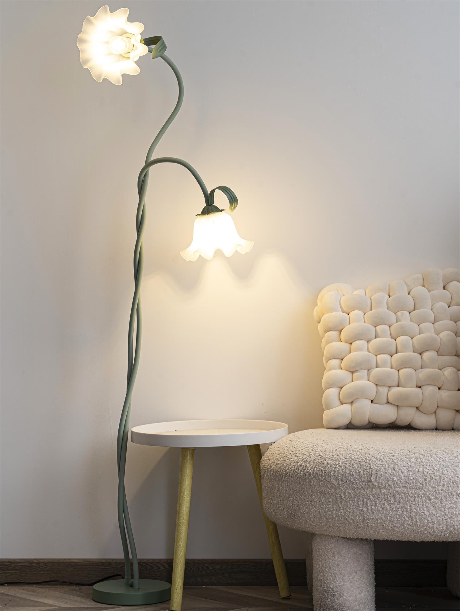 Botanical Elegance Floor Lamp in Matte Green