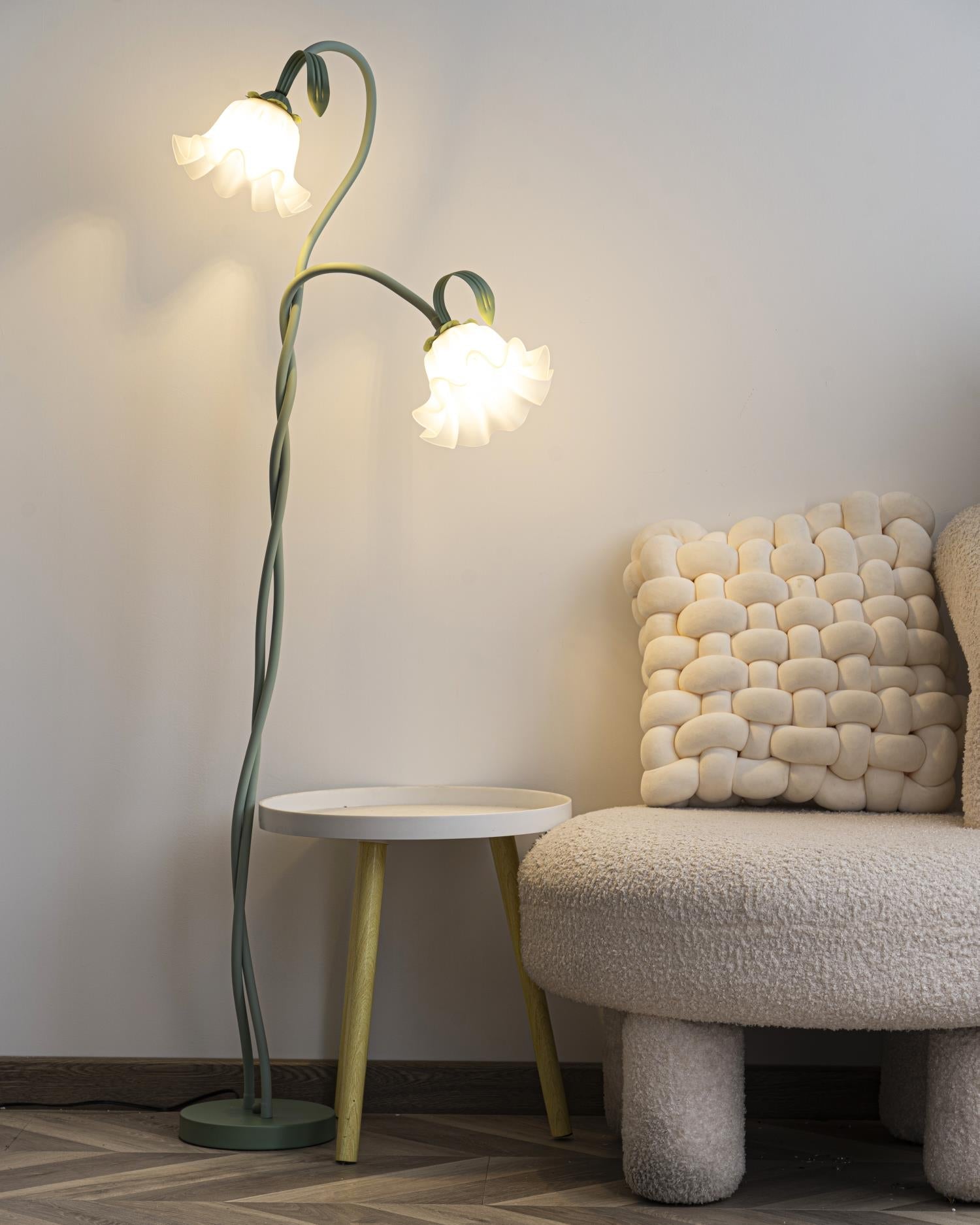 Botanical Elegance Floor Lamp in Matte Green