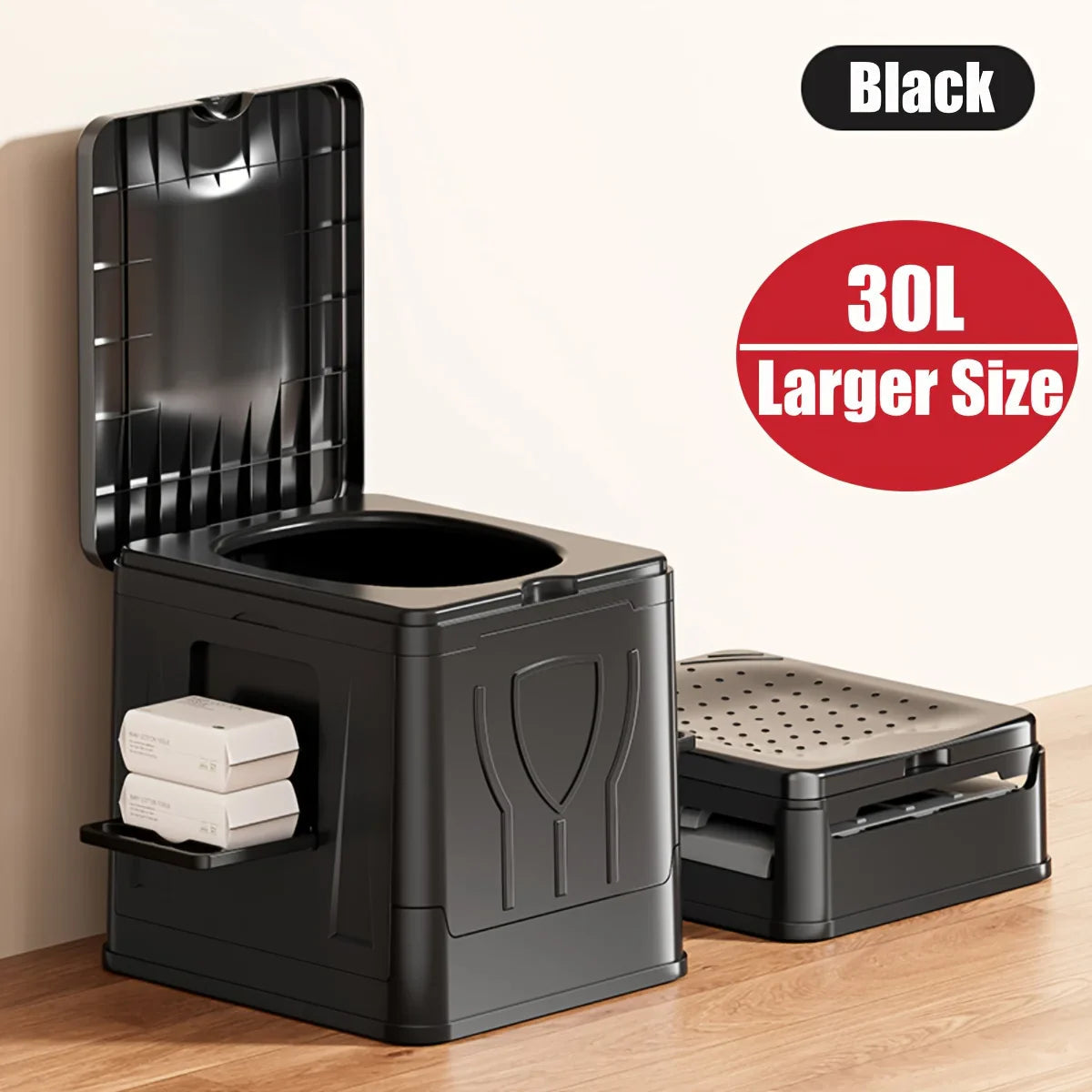 Extra Large Portable Camping Toilet with Lid and Collapsible Design