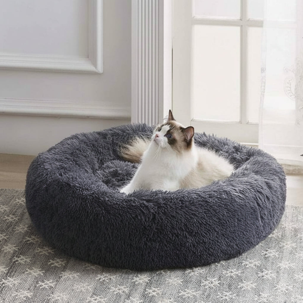 SnuggleSphere Cat Bed: Plush Round Sleeping Haven for Cats