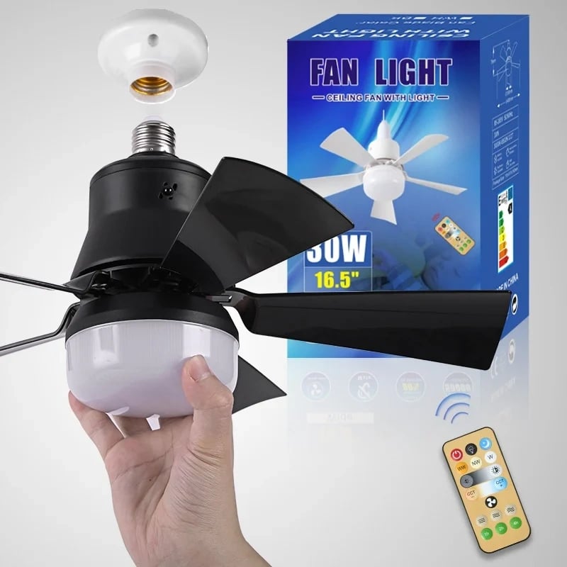 Remote-Controlled Lighted Ceiling Fan – Portable Fan and Light Combo