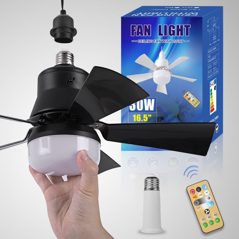 Remote-Controlled Lighted Ceiling Fan – Portable Fan and Light Combo