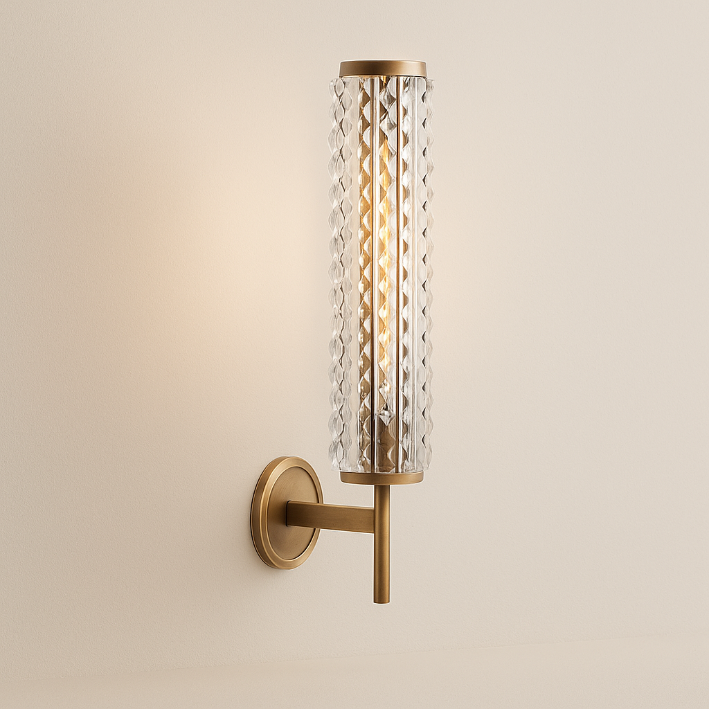 RadiantGlow Stylish Brass Wall Light with Glass Accent