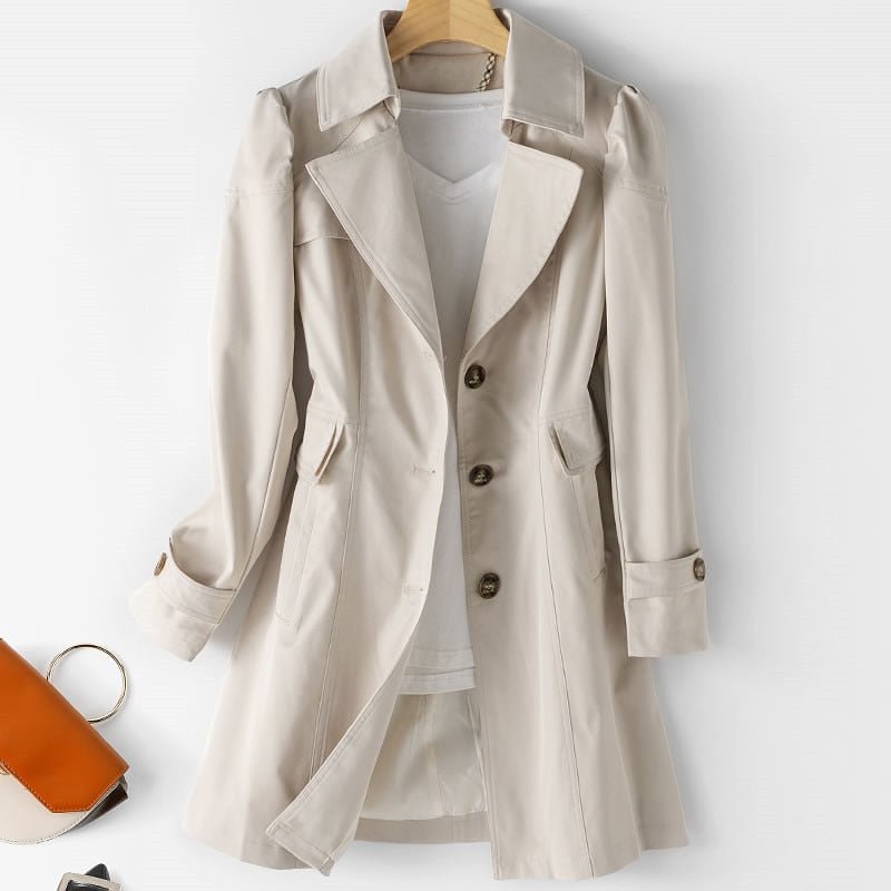 Women’s Trench Coat | Lightweight Polyester | Belted Waist & Buttoned Cuffs | Versatile Outerwear