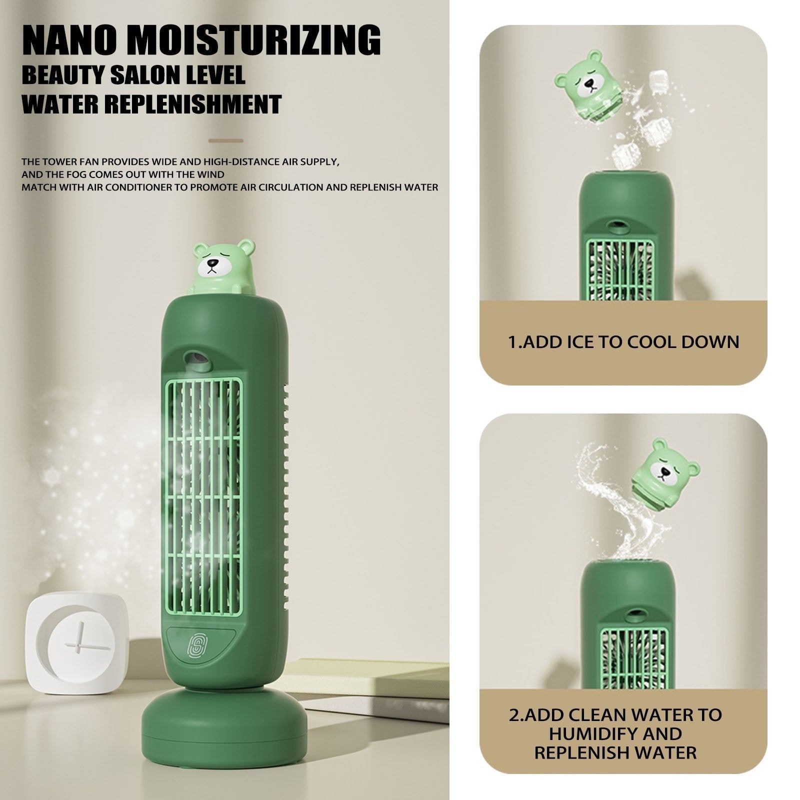 Mini Bear Air Cooler and Humidifier Fan – 3-Speed Compact Design