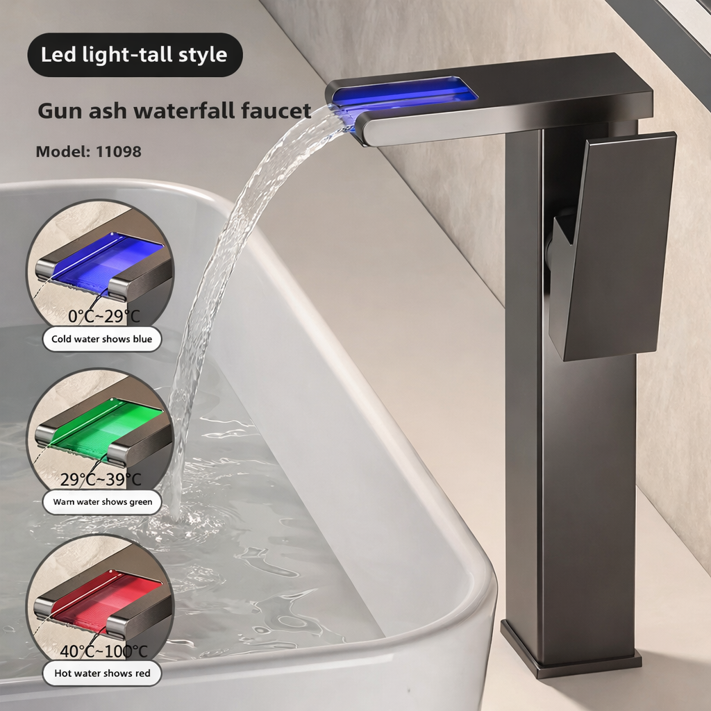 Stylish LED Faucet with Modern Brass Finish for Your Bathroom