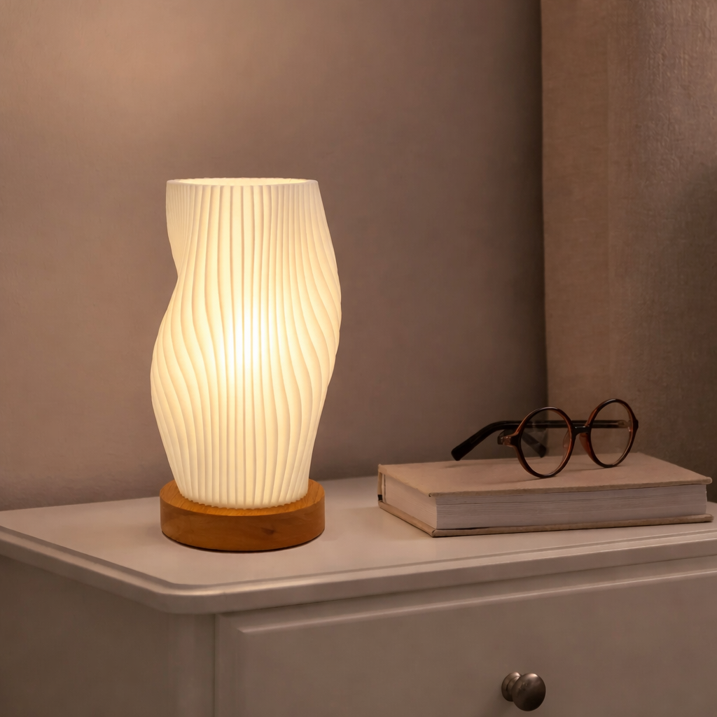 Stylish USB-Powered 3D Pleated Table Lamp with Dimming Feature