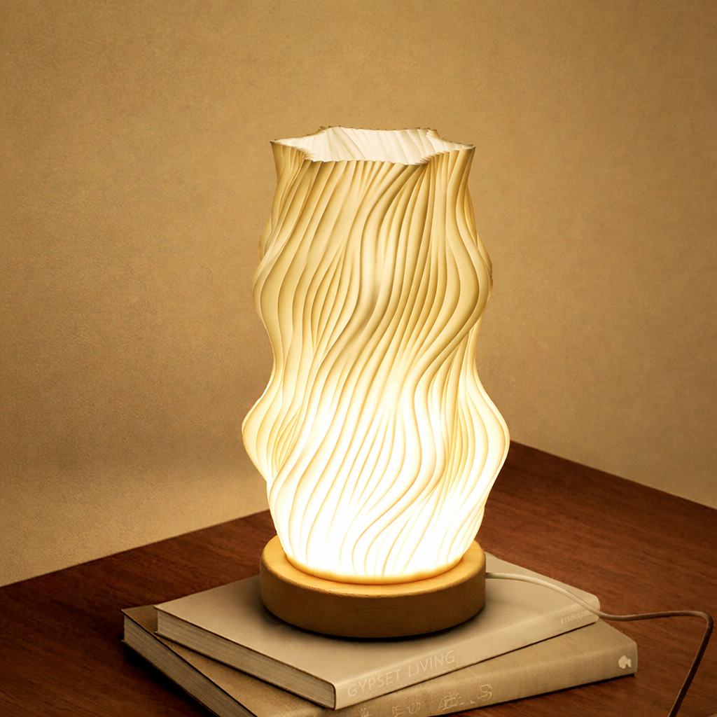 Stylish USB-Powered 3D Pleated Table Lamp with Dimming Feature