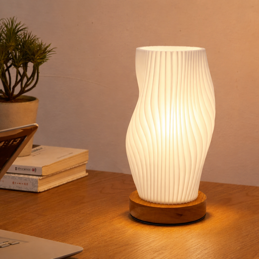 Stylish USB-Powered 3D Pleated Table Lamp with Dimming Feature