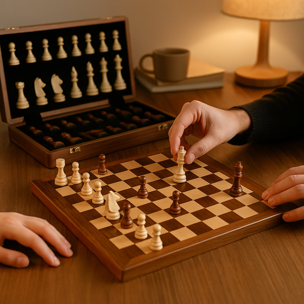 Classic Wooden Chess Set with Storage for Easy Play