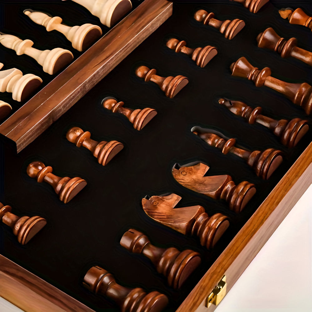 Classic Wooden Chess Set with Storage for Easy Play