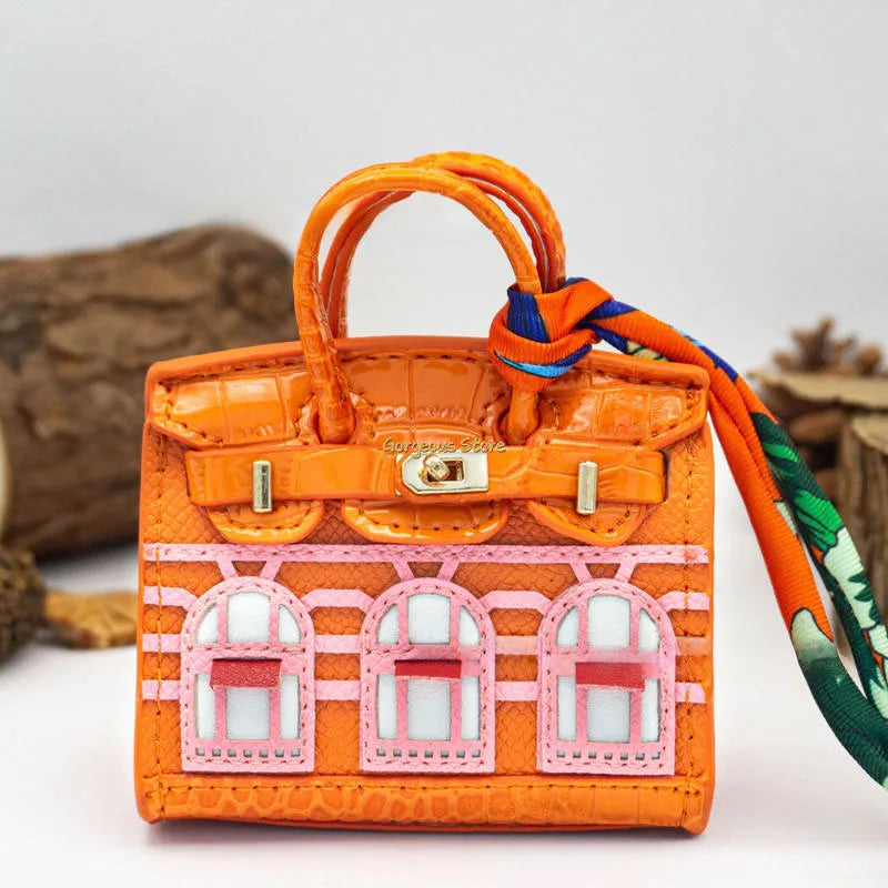 Elegant Mini Handbag Charm with Platinum Finish – Chic Accessory for Bags