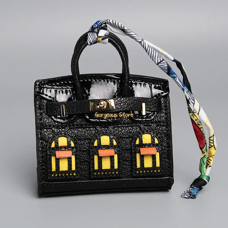 Elegant Mini Handbag Charm with Platinum Finish – Chic Accessory for Bags