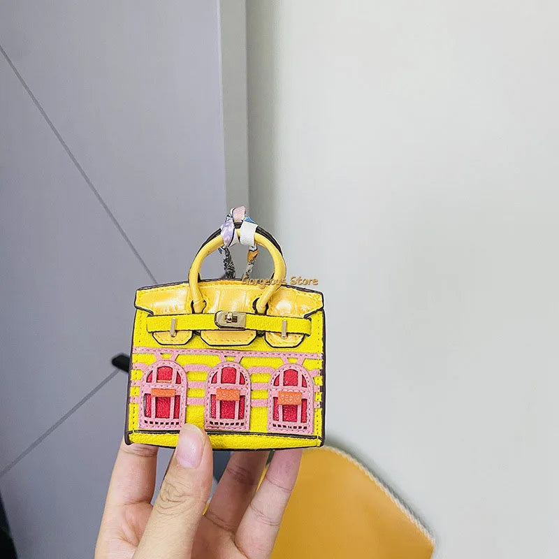 Elegant Mini Handbag Charm with Platinum Finish – Chic Accessory for Bags