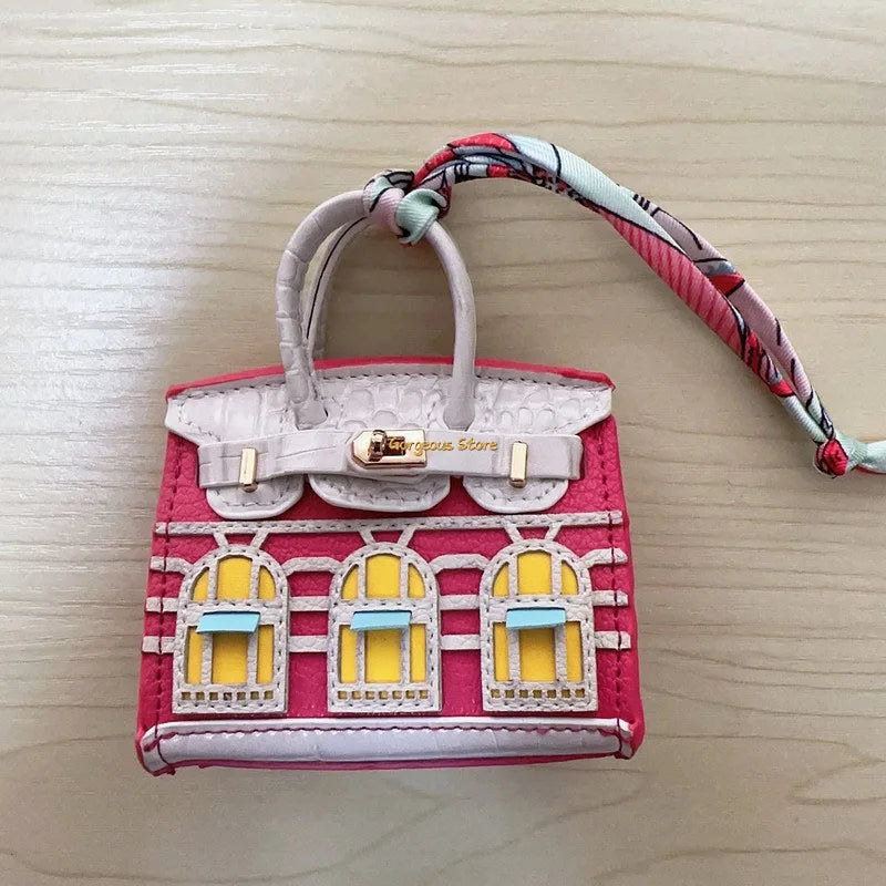 Elegant Mini Handbag Charm with Platinum Finish – Chic Accessory for Bags