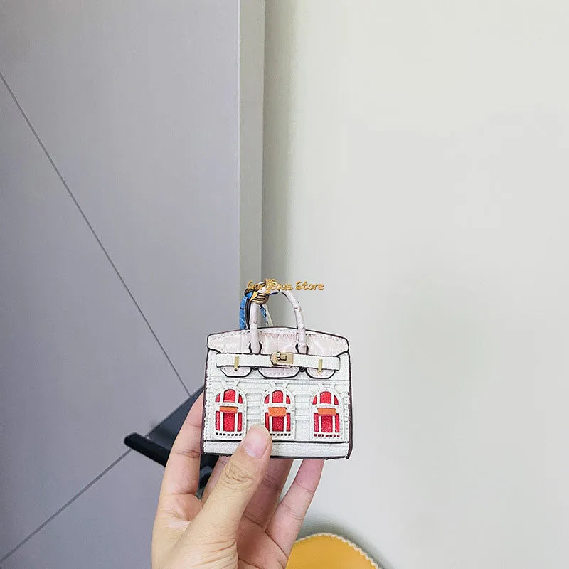 Elegant Mini Handbag Charm with Platinum Finish – Chic Accessory for Bags