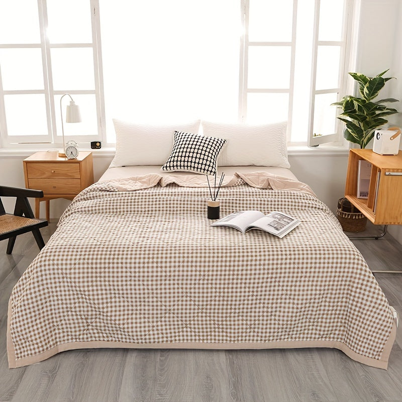 Lightweight Cooling Blanket in Chic Plaid | Breathable for Warm Nights