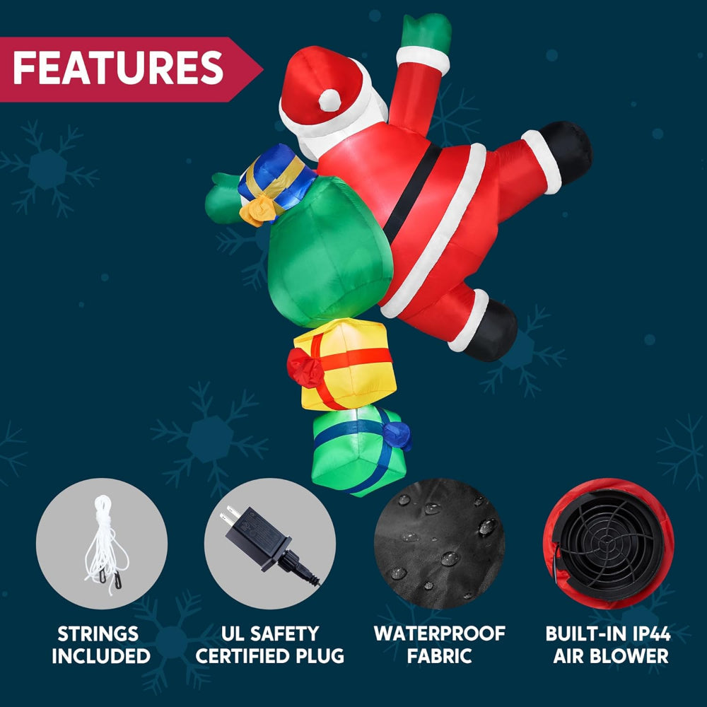 Festive Climber Santa Inflatable with Illuminating Lights