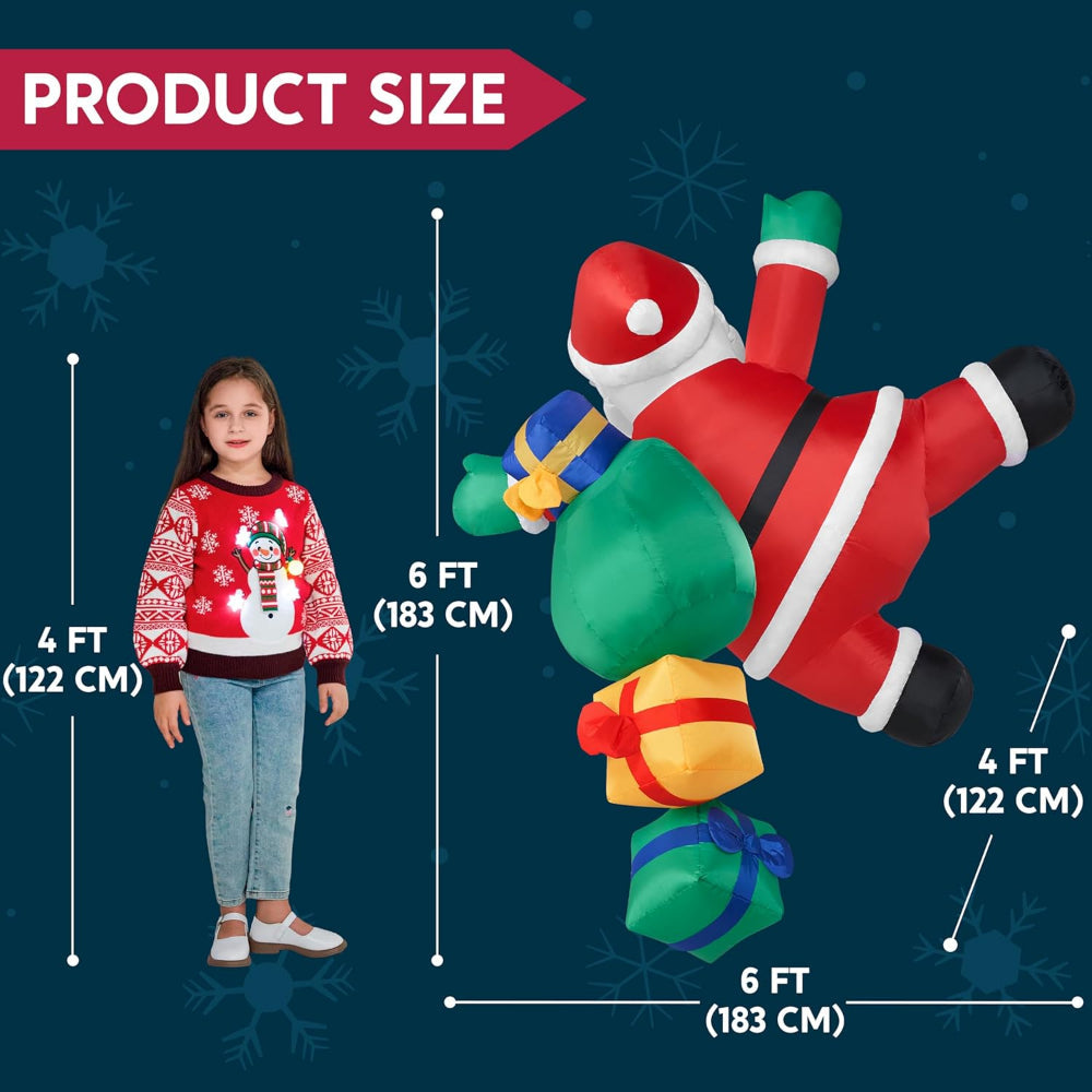 Festive Climber Santa Inflatable with Illuminating Lights