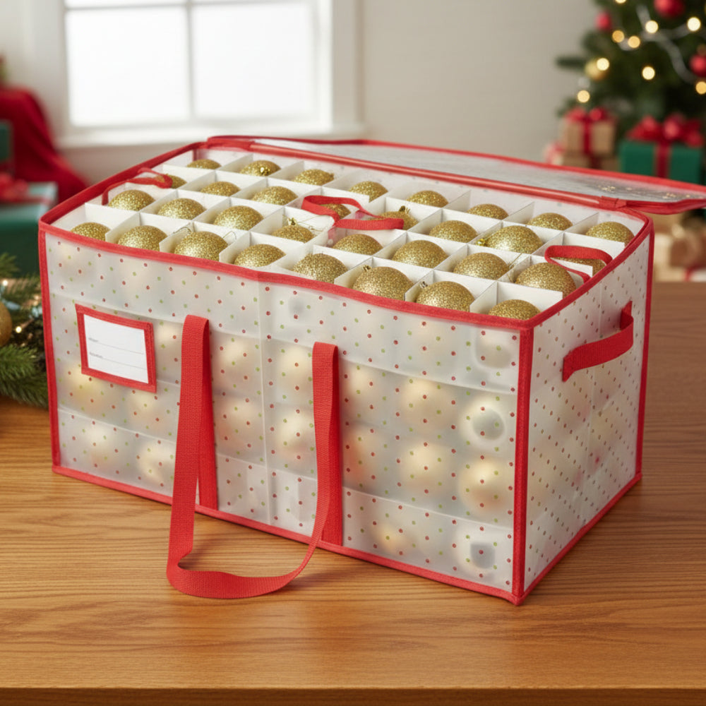 Holiday Decoration Storage Box with Dual-Sided Compartments