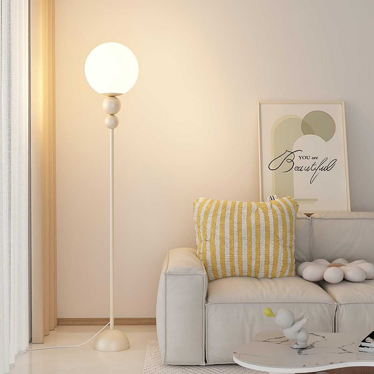 Sophisticated Stand Lamp – Sleek Metal & Glass Design