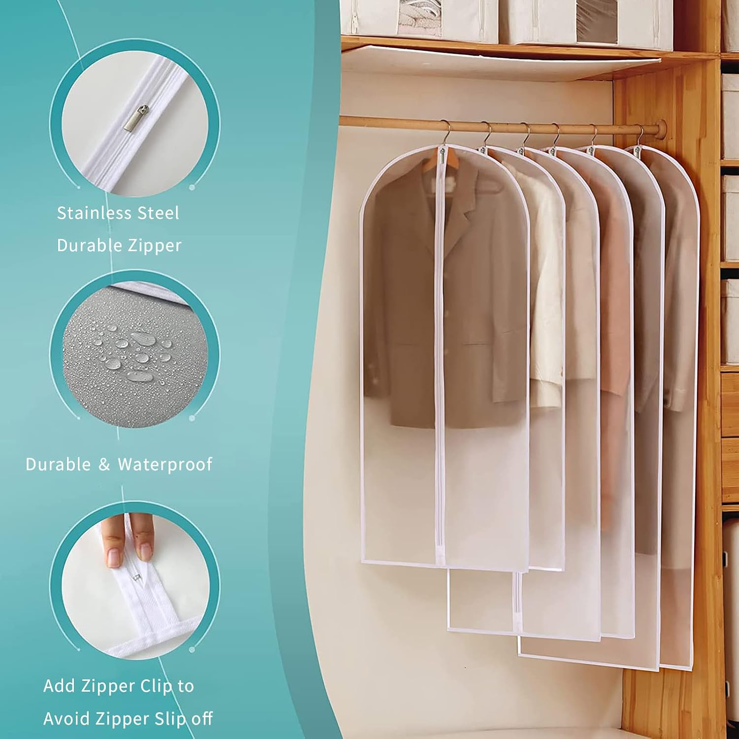 12-Pack Waterproof and Breathable Garment Bags for Dust-Free Storage