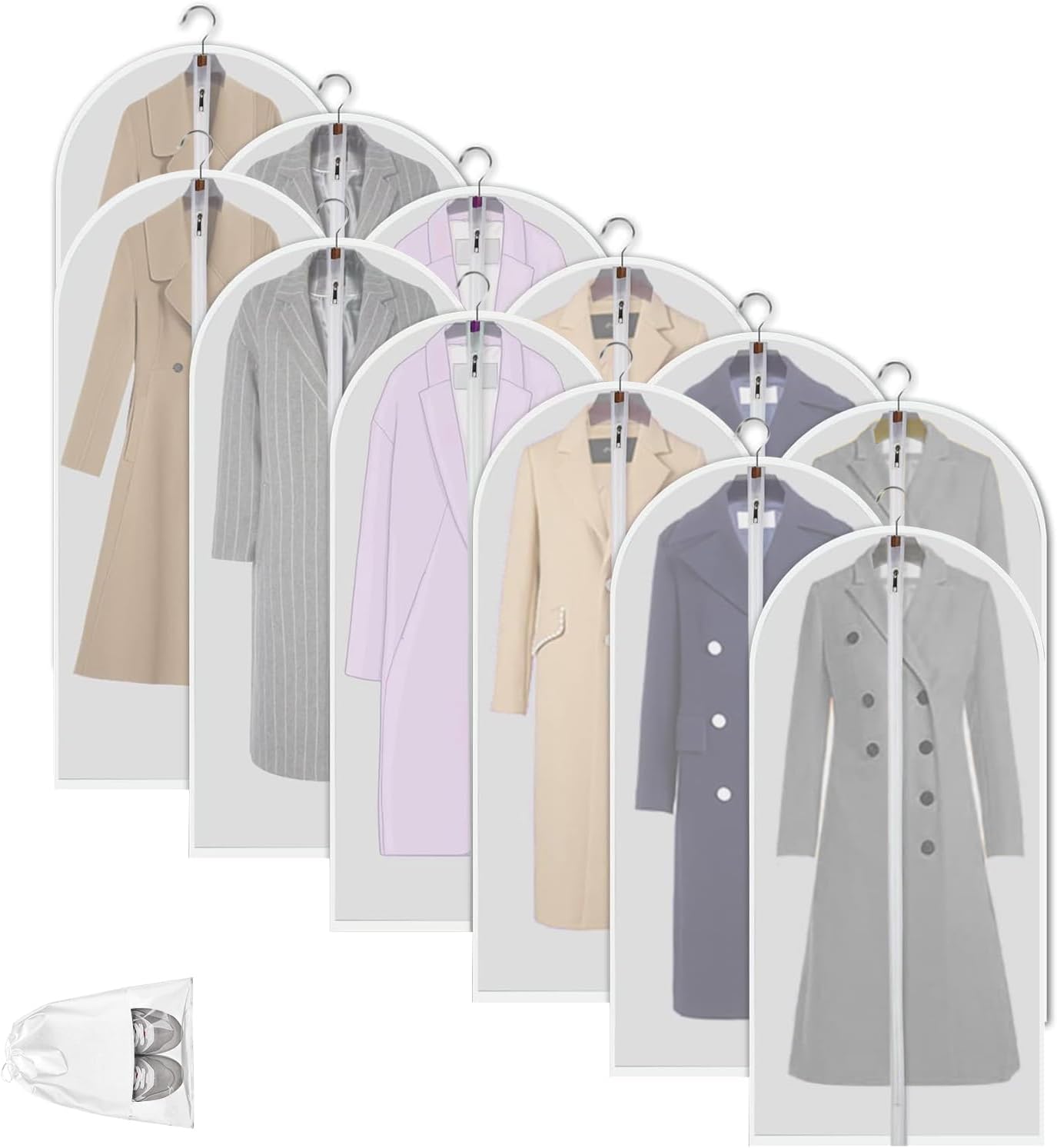 12-Pack Waterproof and Breathable Garment Bags for Dust-Free Storage