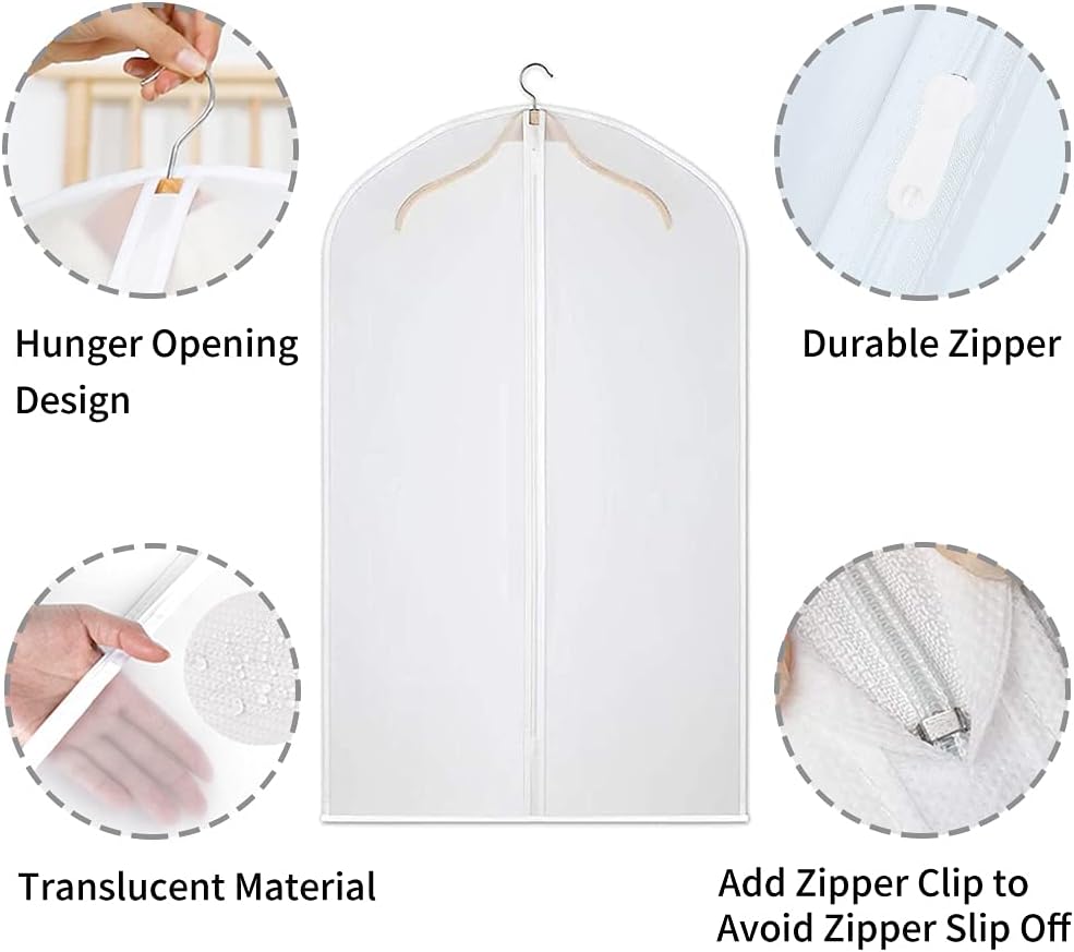 12-Pack Waterproof and Breathable Garment Bags for Dust-Free Storage