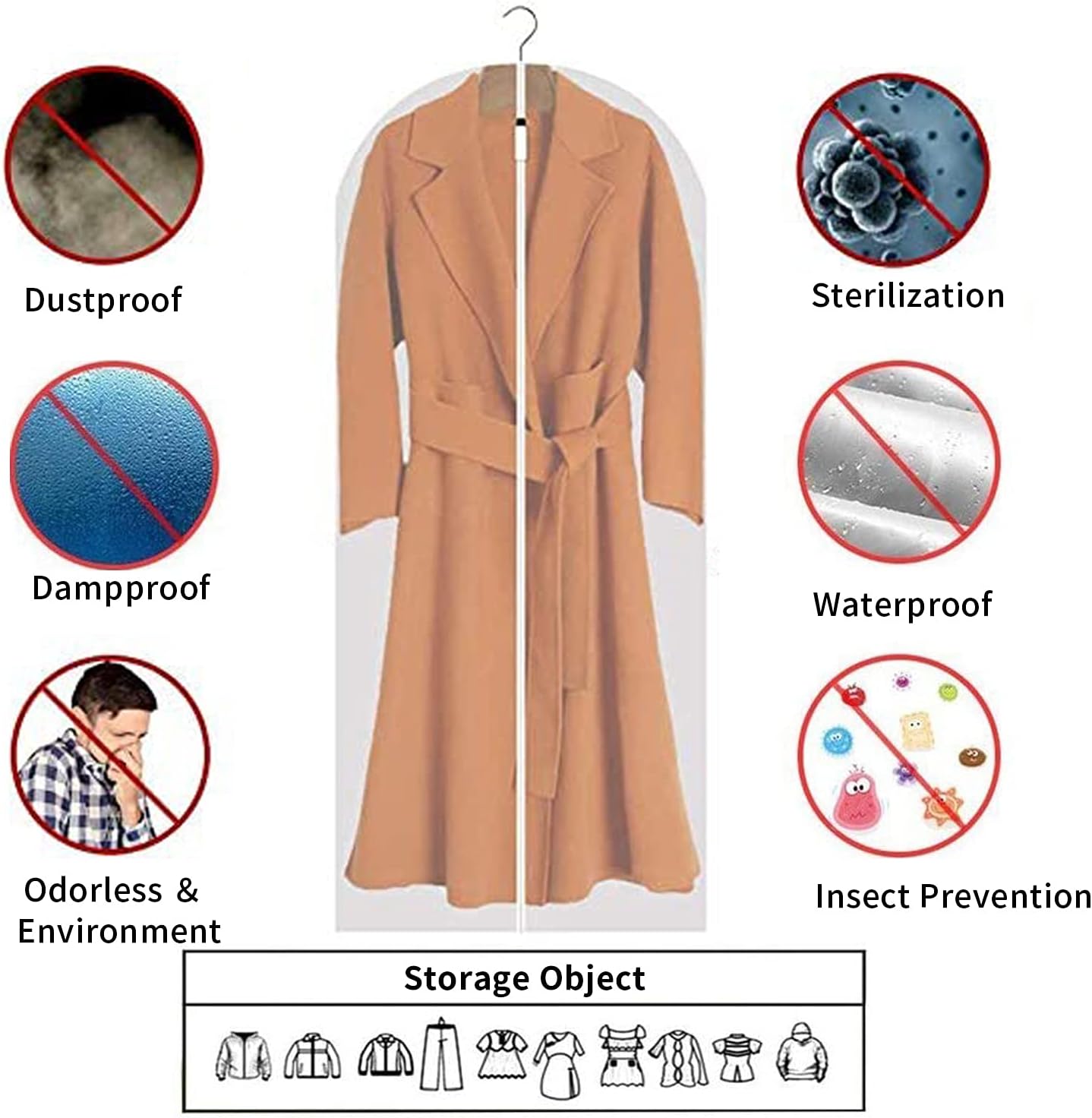 12-Pack Waterproof and Breathable Garment Bags for Dust-Free Storage