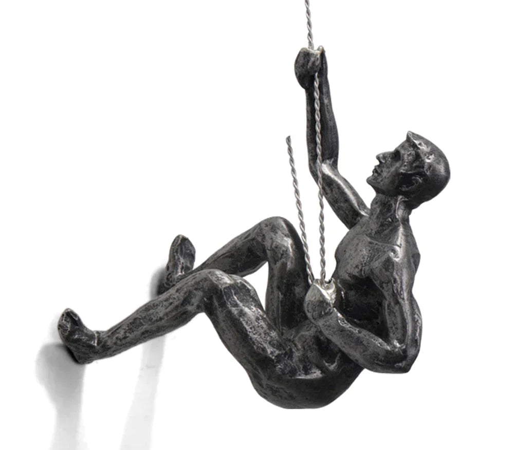 Handcrafted Metal Climber Wall Art Sculpture – Motivational Decor for Strength and Growth