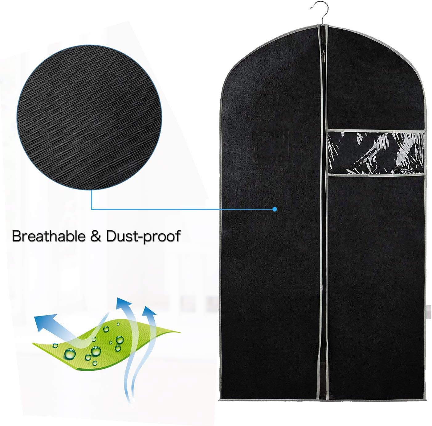 Breathable Garment Bags - 10-Pack Storage Covers with Clear Window for Home and Travel