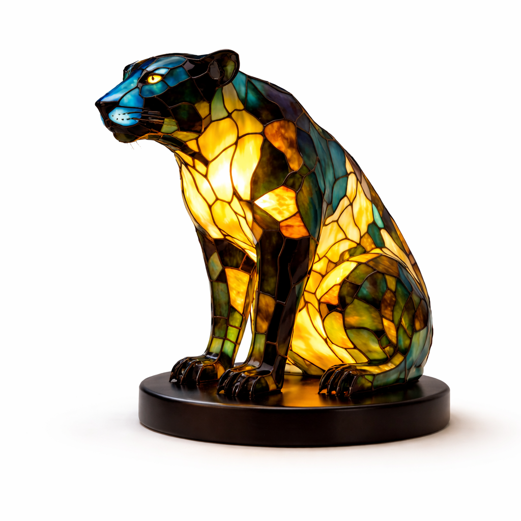 LED Table Lamp with Colorful Animal Design – Stained Glass Finish for Cozy Bedroom Lighting