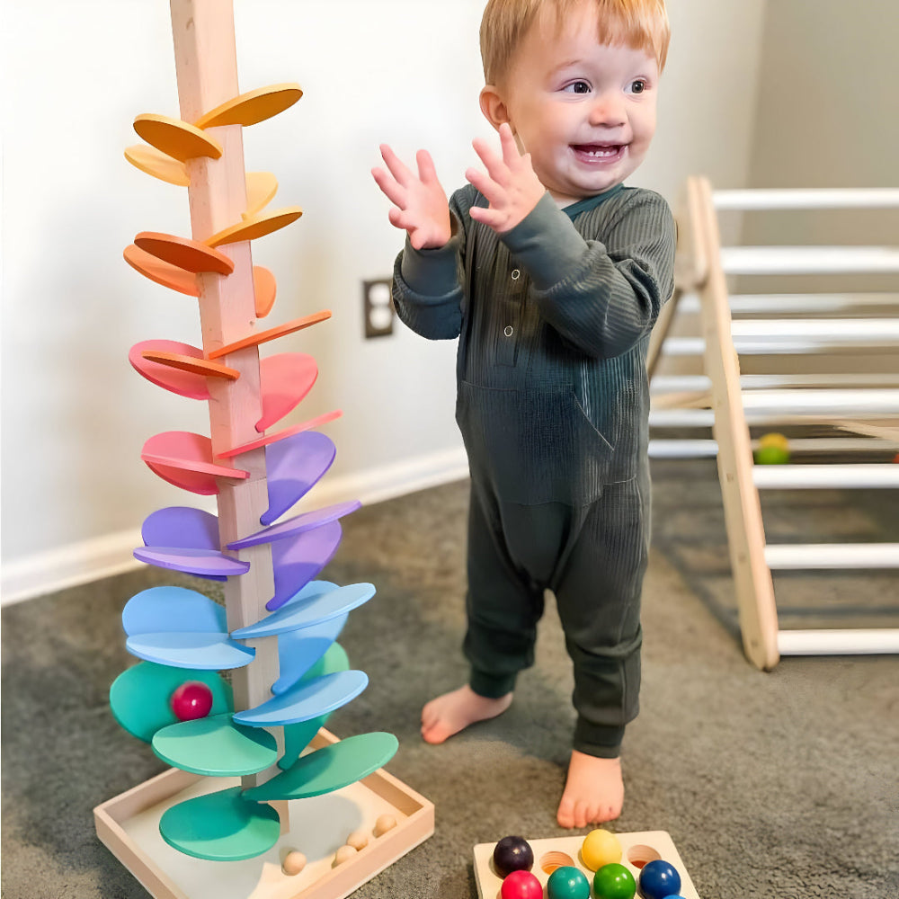 Vibrant Wooden Ball Track for Kids – Engaging Educational Toy