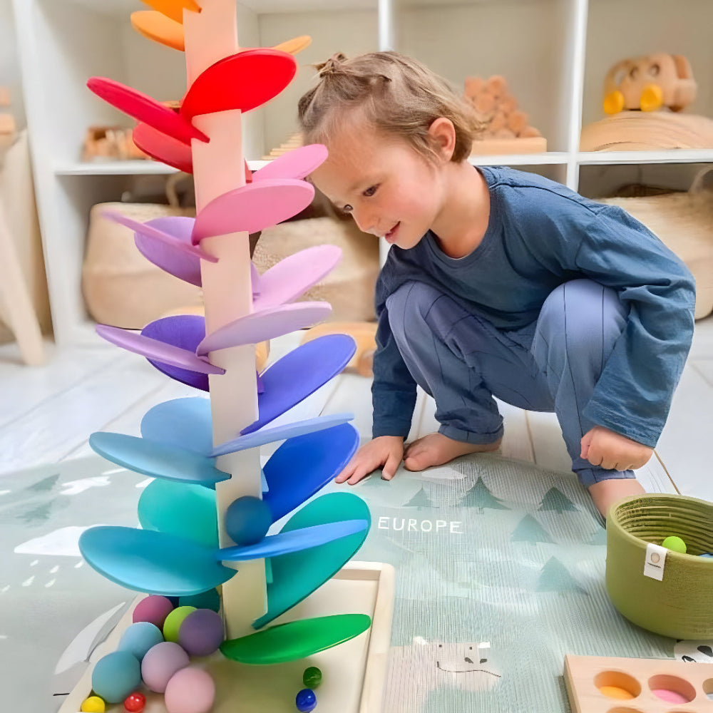 Vibrant Wooden Ball Track for Kids – Engaging Educational Toy