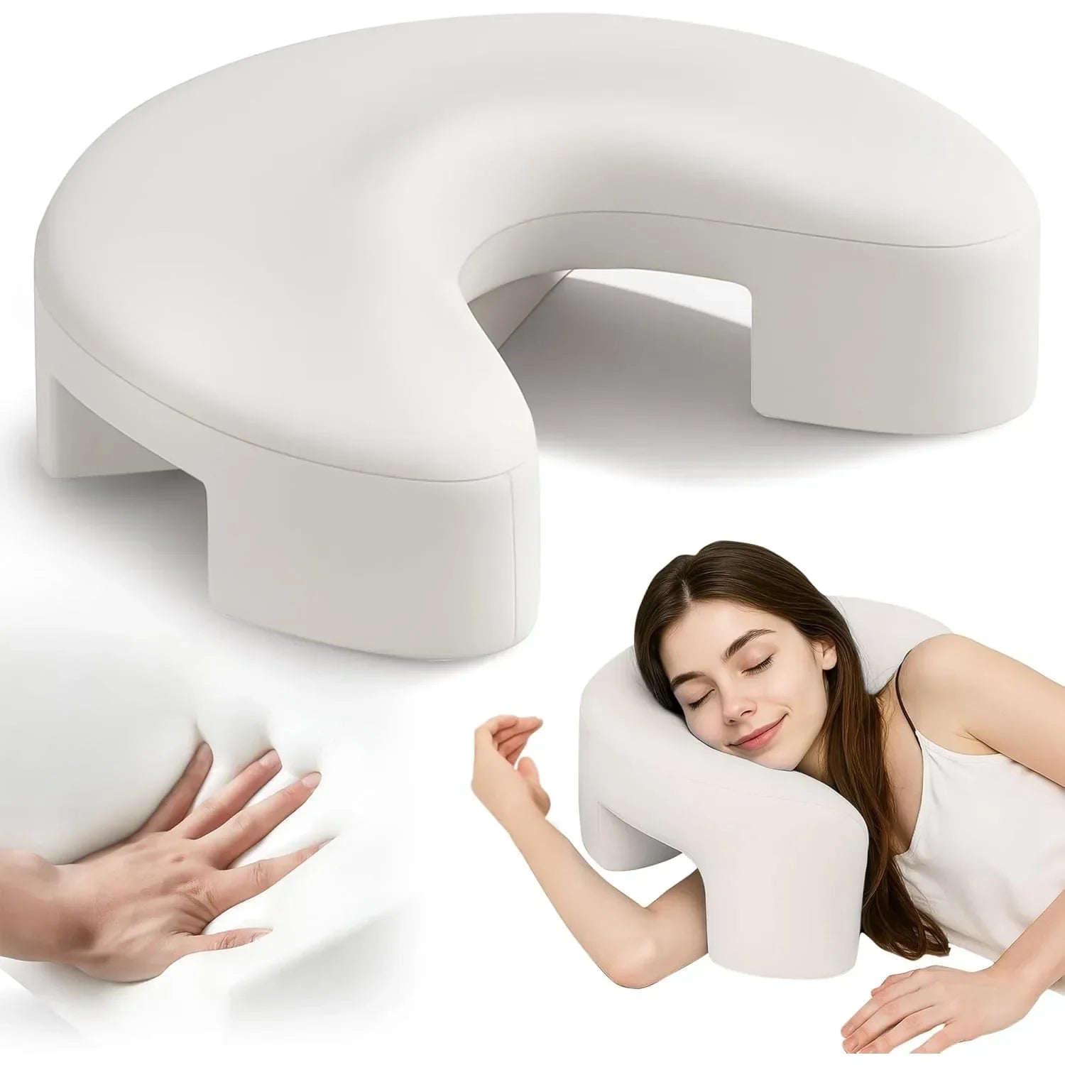3-Layer Neck Support Pillow with Arm Channels for Side Sleepers