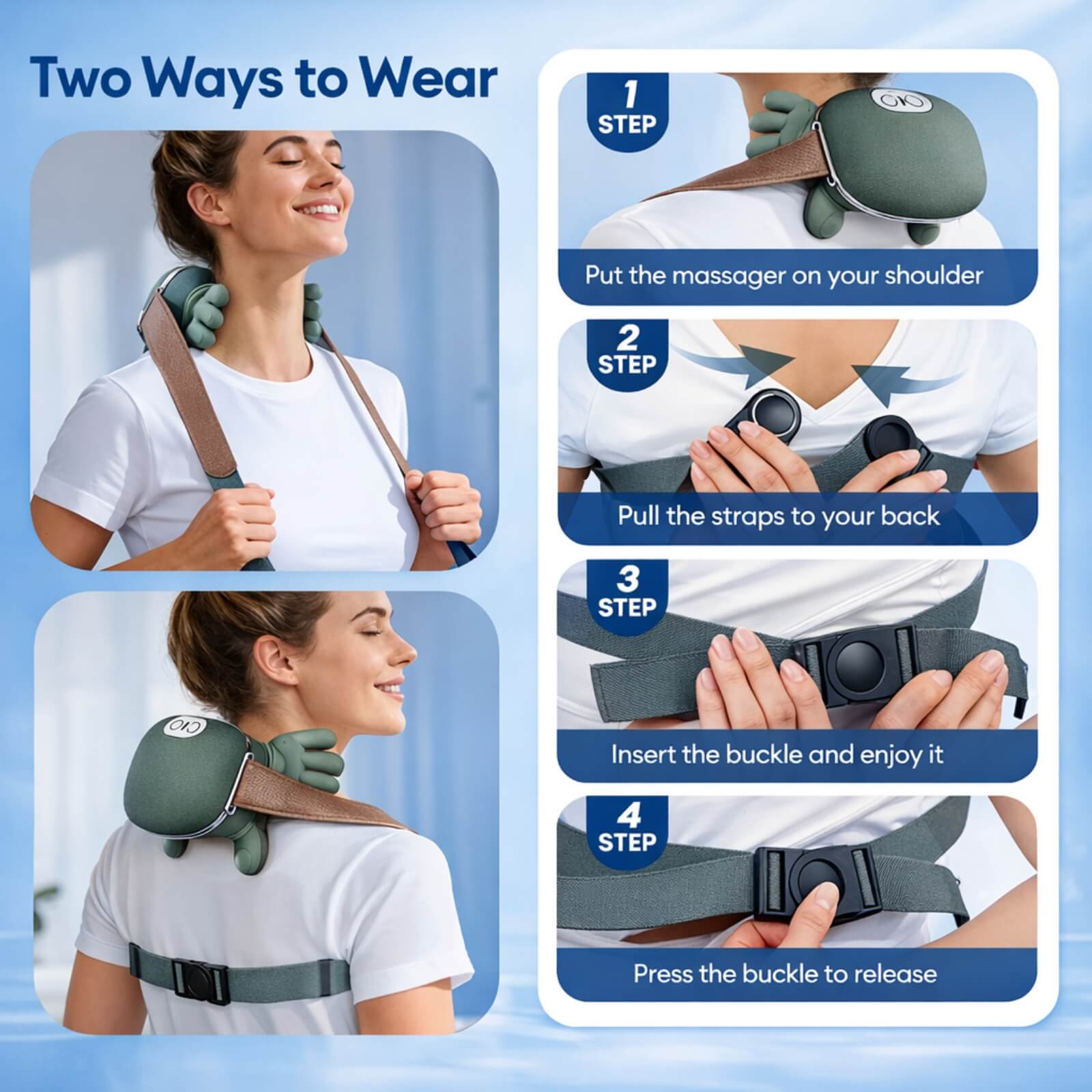 Cordless Neck and Shoulder Massager with 4D Kneading and Heat Settings