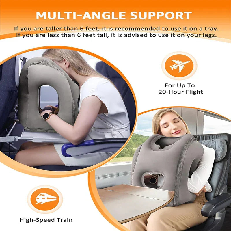 Ergonomic Travel Neck and Head Pillow with 45° Support – Compact Design