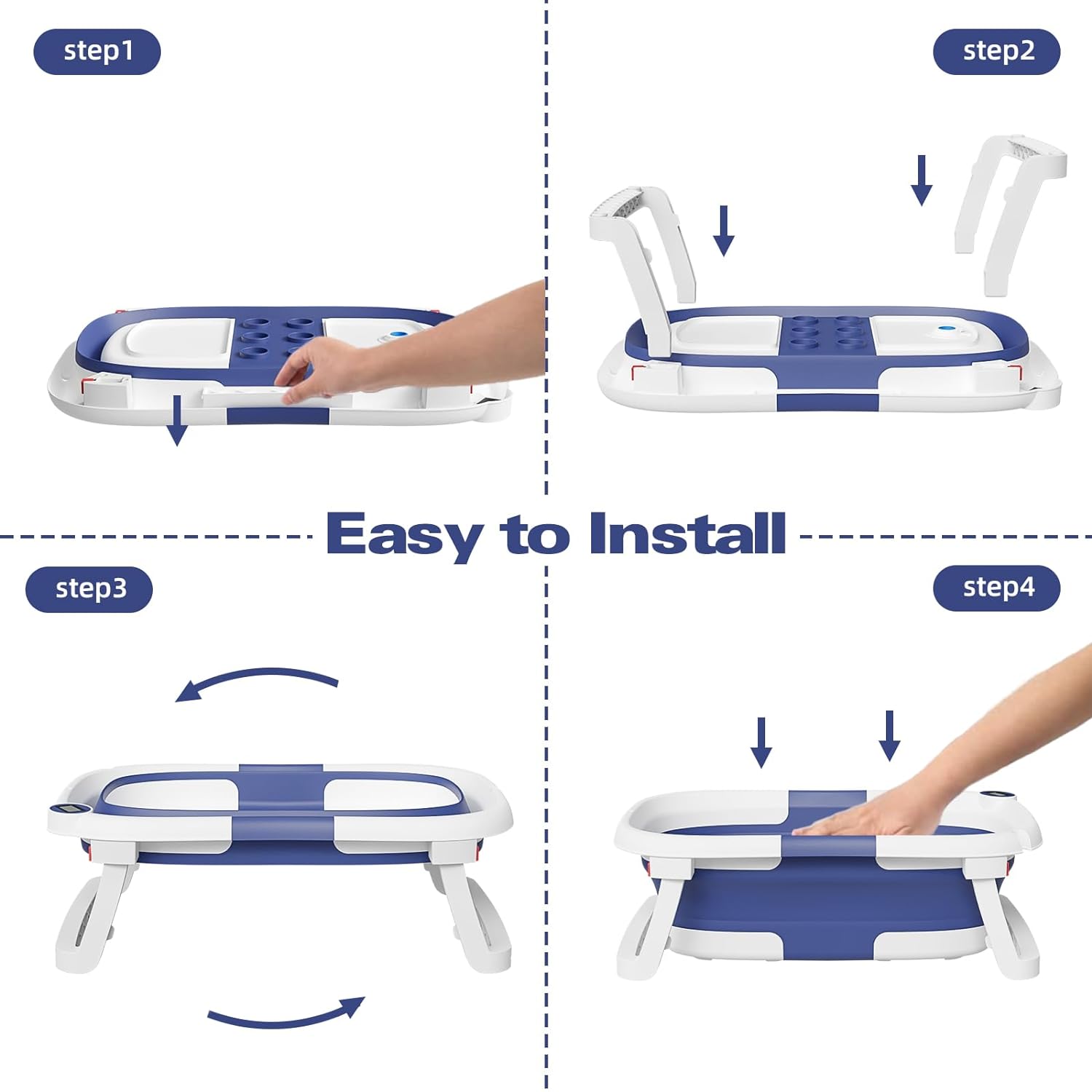 Collapsible Infant Bathtub with Digital Temperature Gauge and Soft Padding – Safe for Ages 0–6