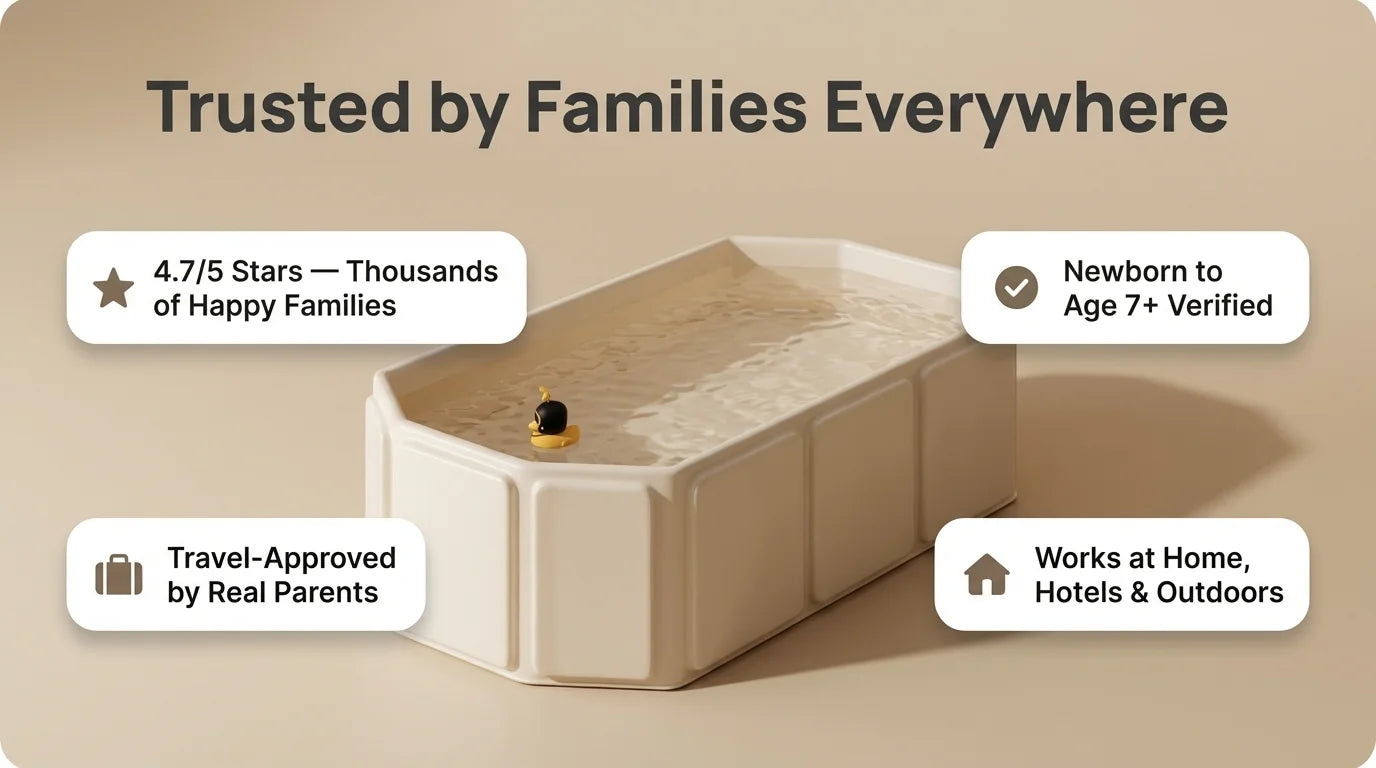 Portable Foldable Bathtub for Infants and Toddlers | Non-Slip | Blue | 76x38x25cm