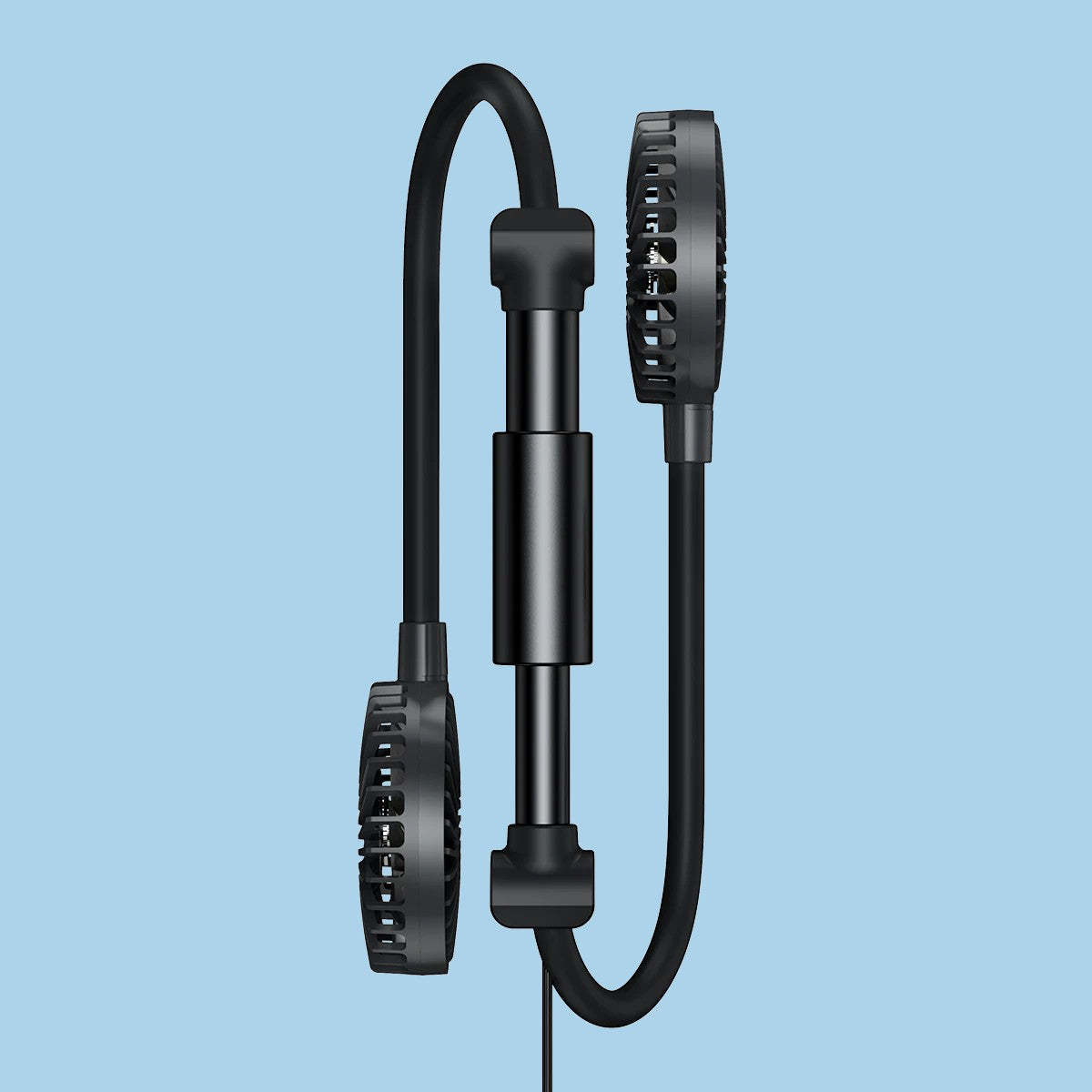 Dual-Head Portable Car Fan with 360° Rotation – USB Air Circulator