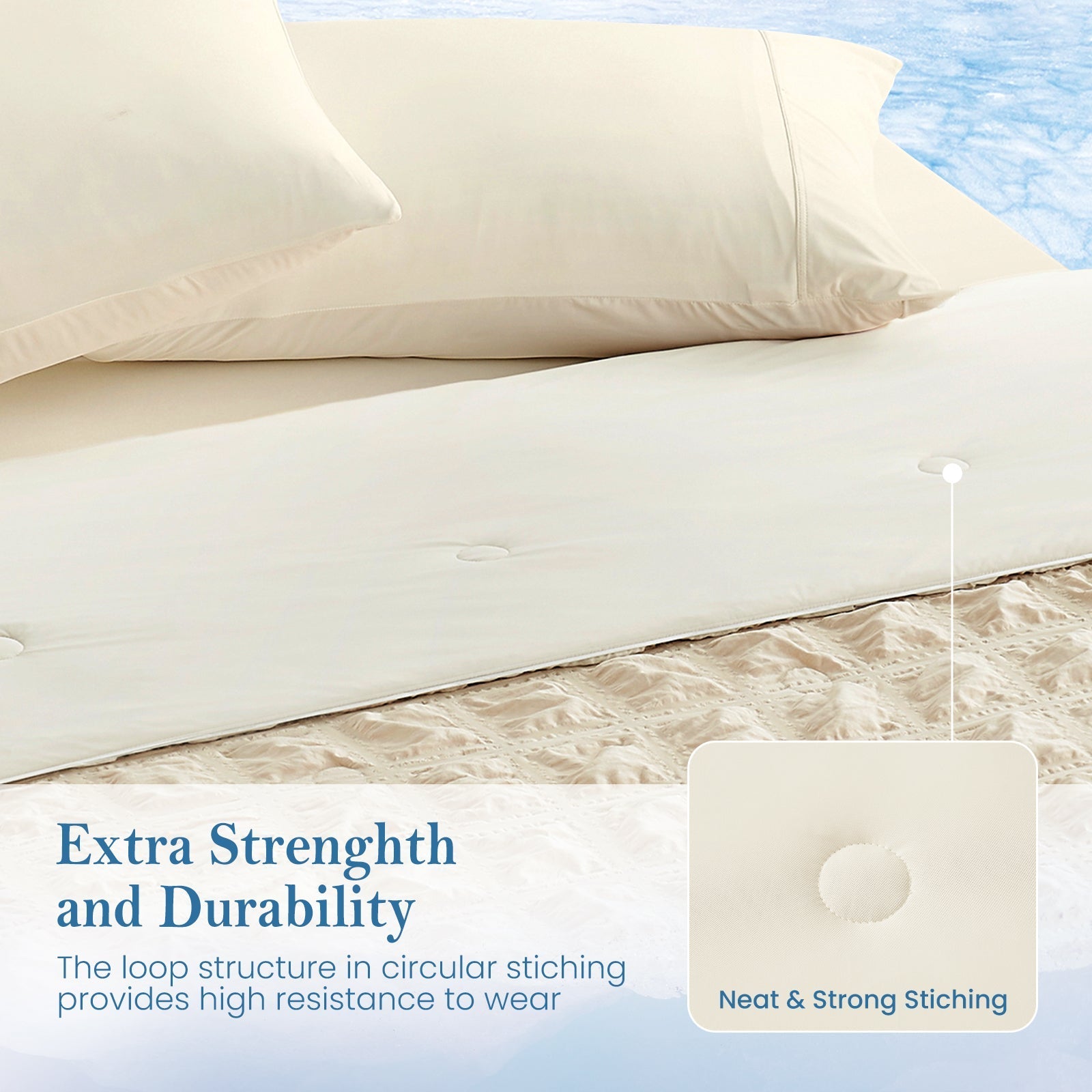 Lightweight Seersucker Cooling Comforter with Enhanced Airflow for Warm Sleepers