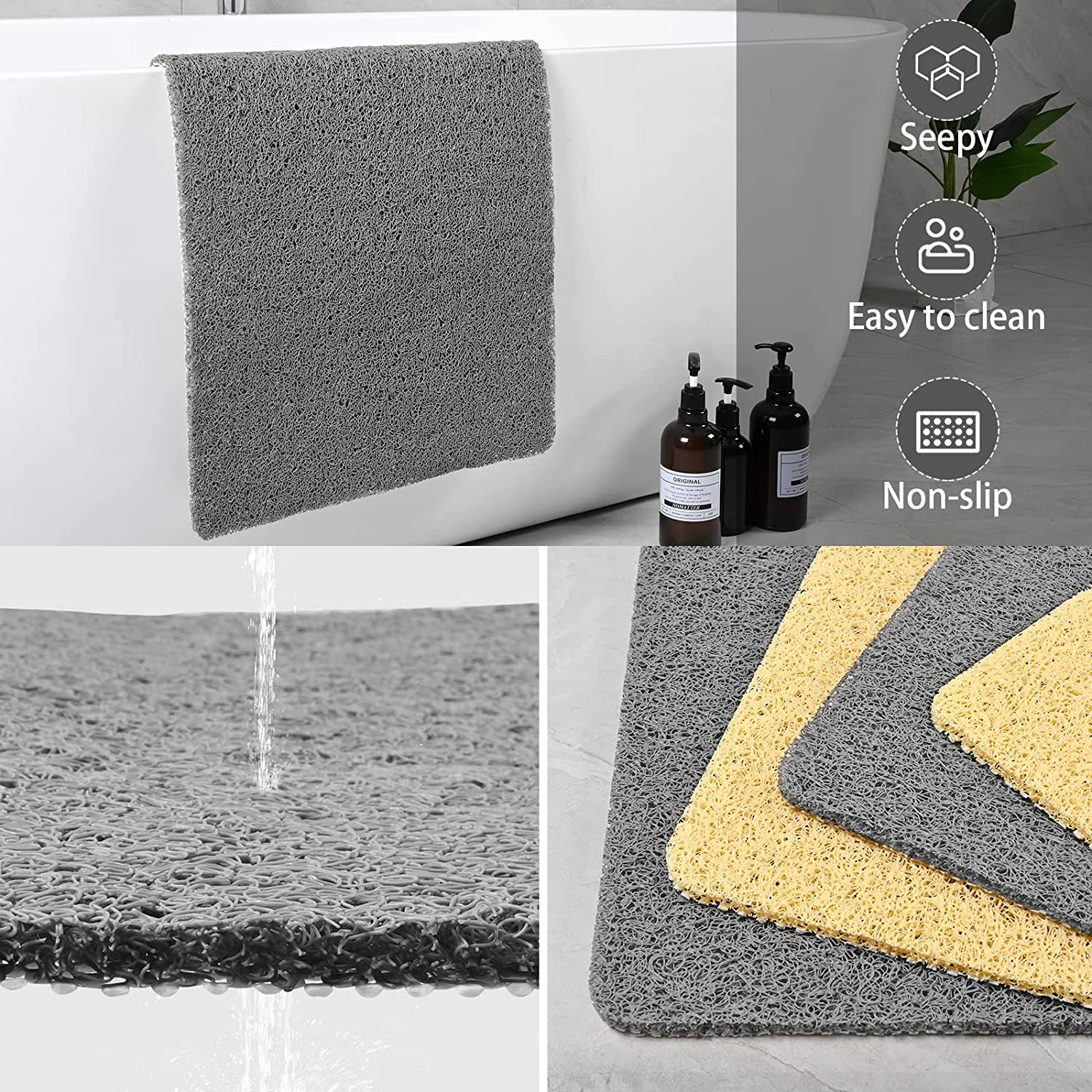 Non-Slip Bath Mat with Textured Surface and Quick Drainage Features