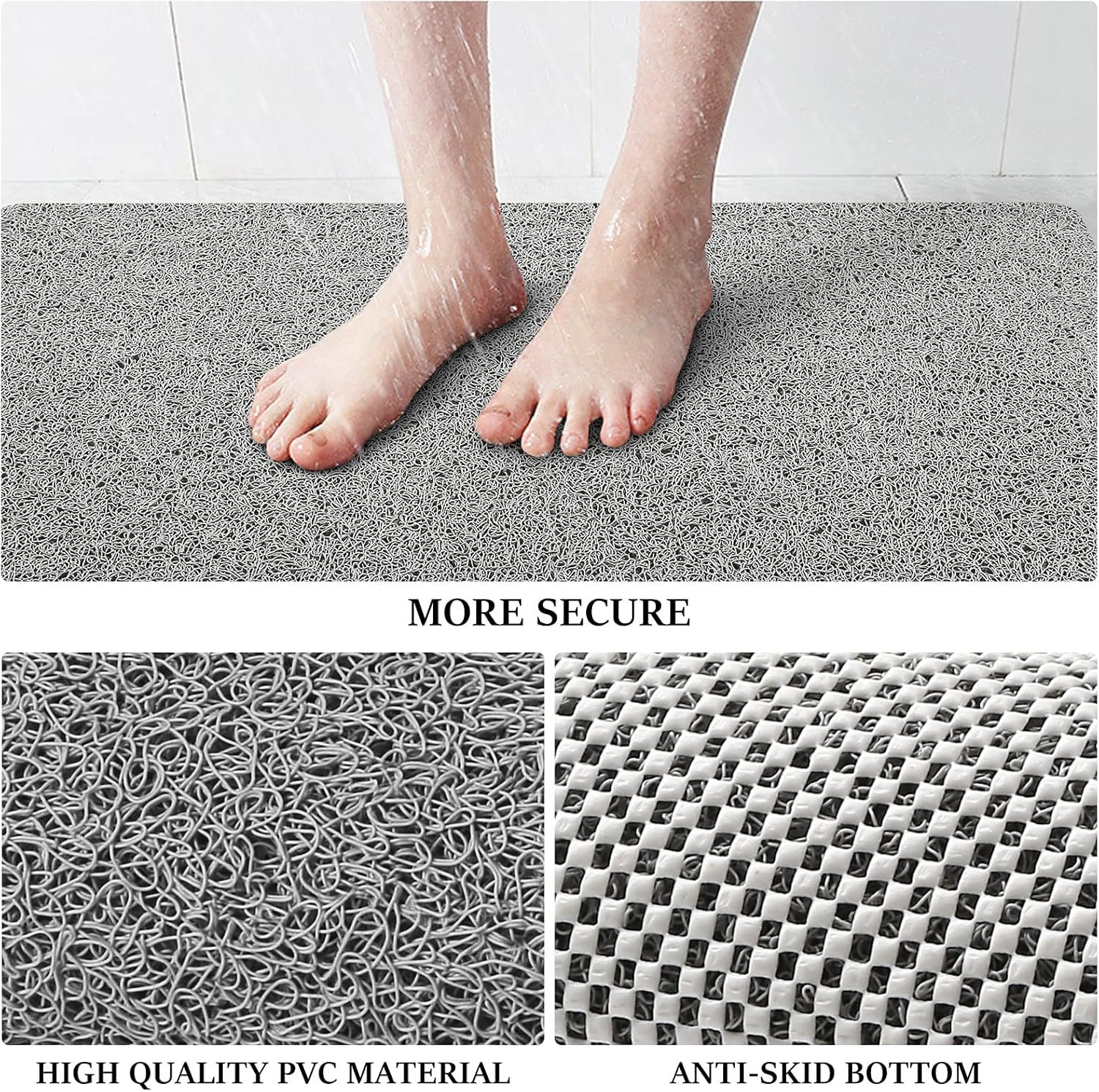 Non-Slip Bath Mat with Textured Surface and Quick Drainage Features