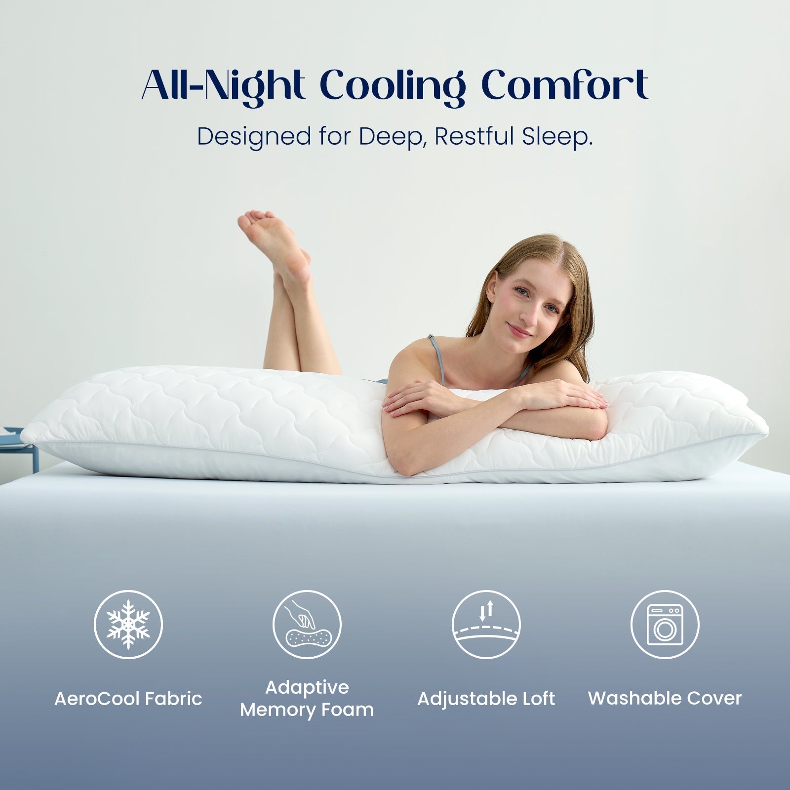 Adjustable Cooling Fabric Body Pillow for Pregnancy and Sleep Support