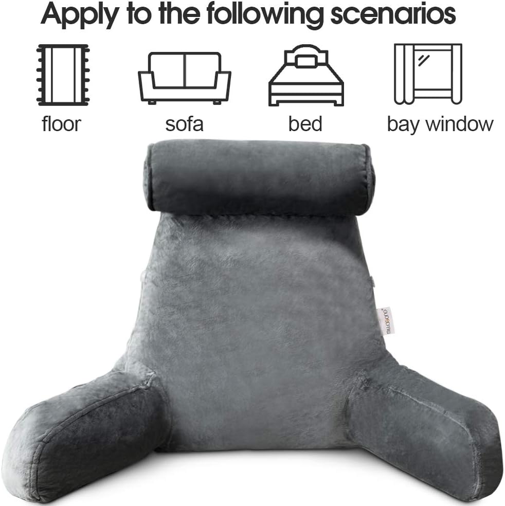 Adjustable Headrest Reading Cushion | Neck & Back Support | Side Pocket | Washable