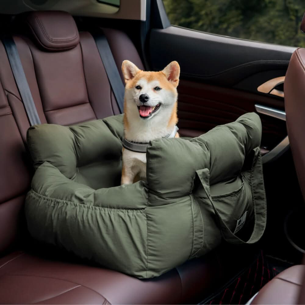 Dog Car Seat Bed with Adjustable Safety Straps & Non-Slip Base for Travel