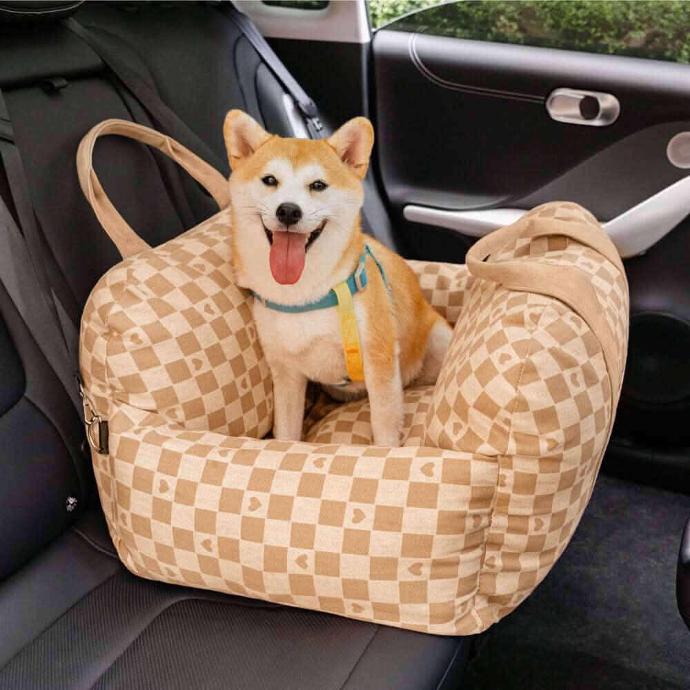 Dog Car Seat Bed with Adjustable Safety Straps & Non-Slip Base for Travel