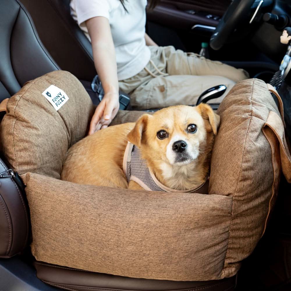 Dog Car Seat Bed with Adjustable Safety Straps & Non-Slip Base for Travel