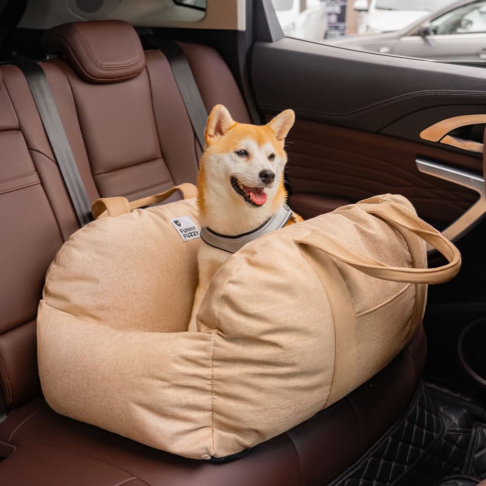 Dog Car Seat Bed with Adjustable Safety Straps & Non-Slip Base for Travel
